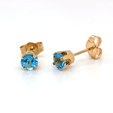 4mm Round Blue Topaz Stud Earrings