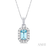 Diamond Halo Aquamarine Birthstone Pendant - March