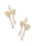 Kendra Scott Krista Gold Bow Statement Earrings in White Mix