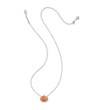 Kendra Scott Pumpkin Silver Short Pendant Necklace in Orange Banded Agate