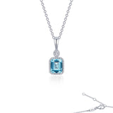 March Birthstone Necklace Bezel Set Simulated Aquamarine