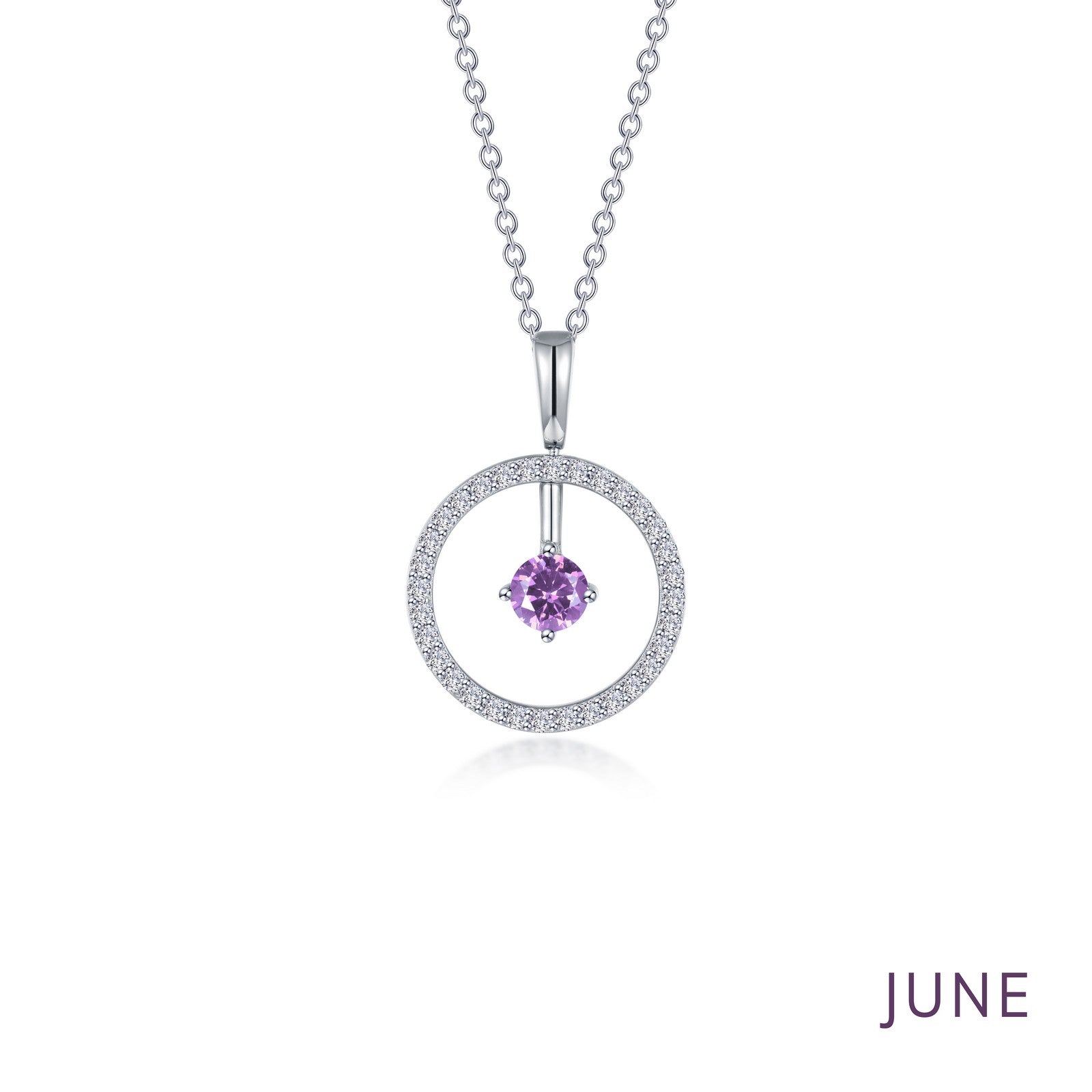 SS June Birthstone Open Circle Reversible Necklace