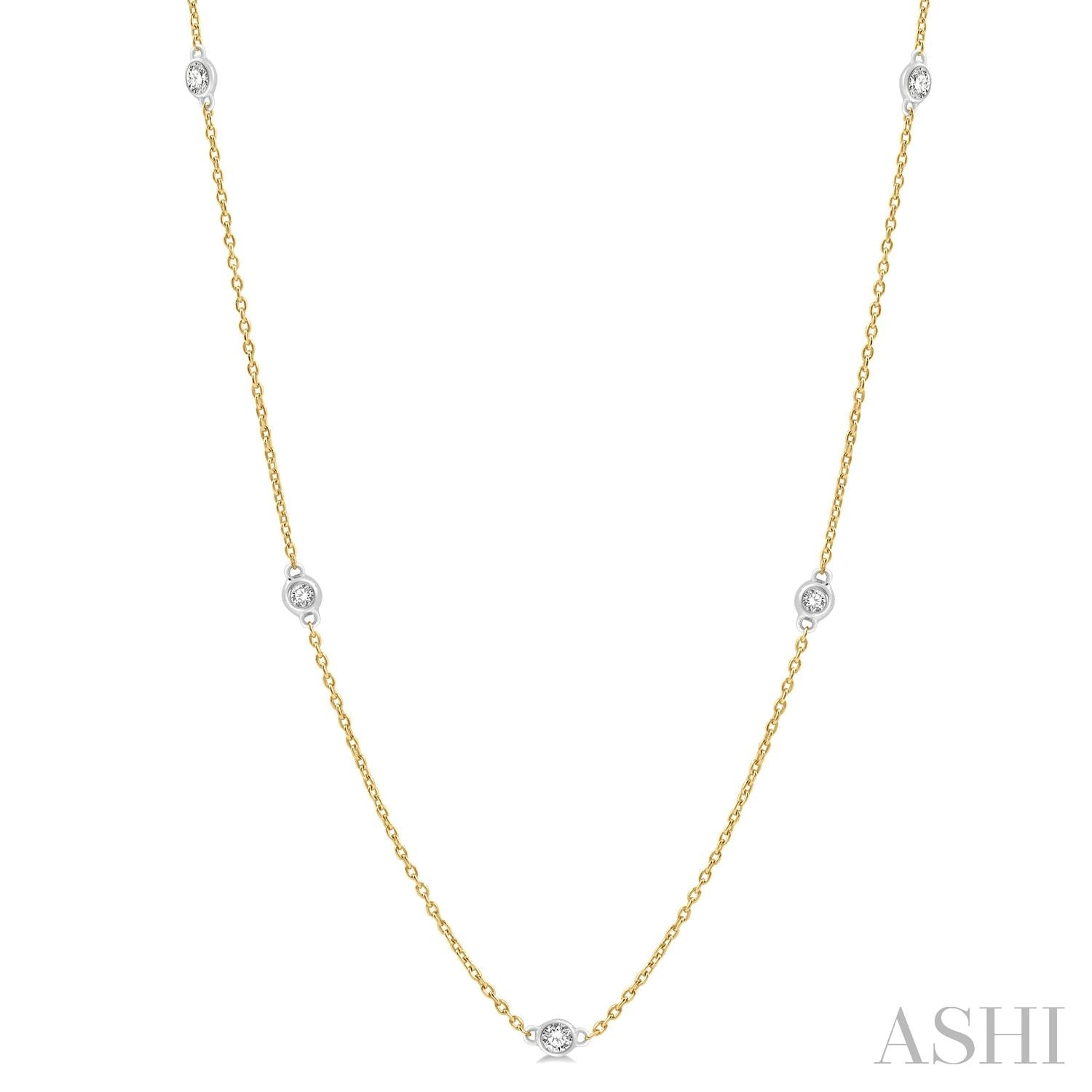 1/2 Ctw Round Cut Diamond Fashion Necklace in 14K Yellow and White Gold