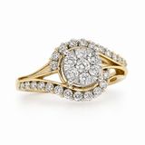 Bypass Style Diamond Cluster Ring