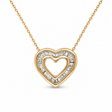Baguette Diamond Open Heart Pendant
