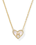 Kendra Scott Heart Letter H Gold Ivory Mother of Pearl Short Pendant Necklace