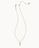Kendra Scott Cross Gold Pendant Necklace in White Kyocera Opal
