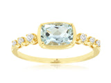 Antique Cushion Aquamarine & Diamond Ring
