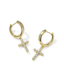 Kendra Scott Cross Gold Crystal Huggie Earrings