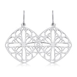 Silver Cushion Shape Lace Pattern Earrings