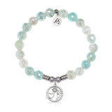 Guiding Angels Charm with Aqua Agate Gemstone Bracelet