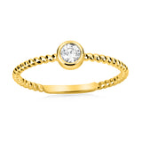 Diamond Bezel Solitaire Rope Ring