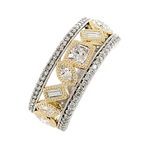 3-Row Multi-Shape Diamond Wide Band