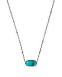 Kendra Scott Tiger Striped Elisa Vintage Silver Short Pendant Necklace, Blue Marble