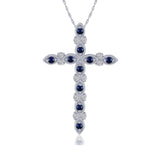 Sapphire & Diamond Milgrain Cross Pendant