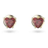 Swarovski Stilla stud earrings, Heart, Red, Gold-tone plated