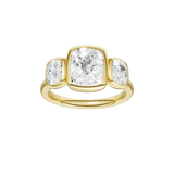 3ctw Elongated Cushion Lab Grown 3-Stone Bezel-Set Ring