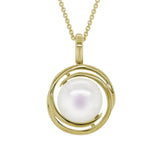 Gold Swirl Pendant with Button Pearl