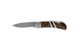 Titanium 3" Damascus Lock Back Fossilized Mammoth Tusk