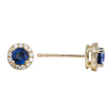 Diamond Halo Sapphire Earrings