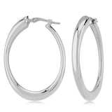 Silver Oval Hoop Earrings