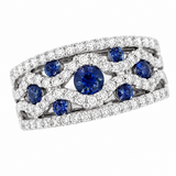 Sapphire & Diamond Multi-Row Ring