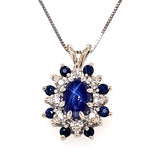 Star Sapphire Halo Pendant