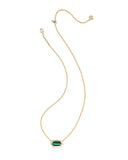 Kendra Scott Elisa Bezel Gold Short Pendant Necklace in Gold Green Tiger's Eye