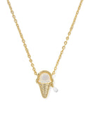 Kendra Scott Ice Cream Gold Short Pendant Necklace in Ivory Mother-of-Pearl