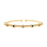 Emerald & Diamond Beaded Flex Bangle