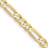 10k 4mm Concave Open Figaro Chain  22"