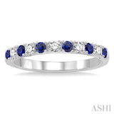 2.2 MM Round Cut Sapphire and 1/5 Ctw Round Cut Diamond Precious Band in 14K White Gold