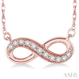 1/6 Ctw Round Cut Diamond Infinity Petite Pendant in 14K Rose Gold with Chain