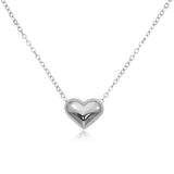 Silver Puffed Heart Necklace