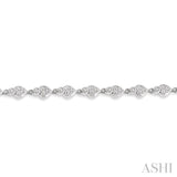 1/3 Ctw Heart Charm Round Cut Diamond Link Bracelet in 10K White Gold
