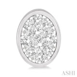 1/2 Ctw Oval Shape Lovebright Round Cut Diamond Bezel Stud Earring in 14K White Gold