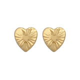 Fluted Heart Stud Earrings