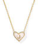 Kendra Scott Heart Letter J Gold Ivory Mother of Pearl Short Pendant Necklace