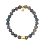 Men's Noble Stone Bracelet Collection- Classic Gold & Biotite Eye Gemstone Bracelet