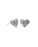 Kendra Scott Ari Heart Stud Earrings in Platinum Drusy