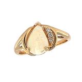 Pear Shape Opal & Diamond Ring