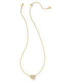 Kendra Scott Holland Gold Heart Short Pendant Necklace in White Crystal