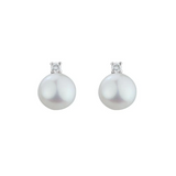Pearl & Diamond Stud Earrings