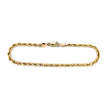 Gold 3mm Rope Chain Bracelet, 8