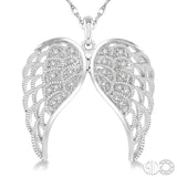 Silver Angel Wing Diamond Pendant
