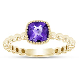 Amethyst Beaded Band Ring