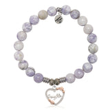 Purple Turquoise Gemstone Bracelet with Heart Daughter Sterling Silver Charm