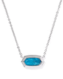 Kendra Scott Elisa Bezel Silver Short Pendant Necklace in Variegated Indigo Magnesite