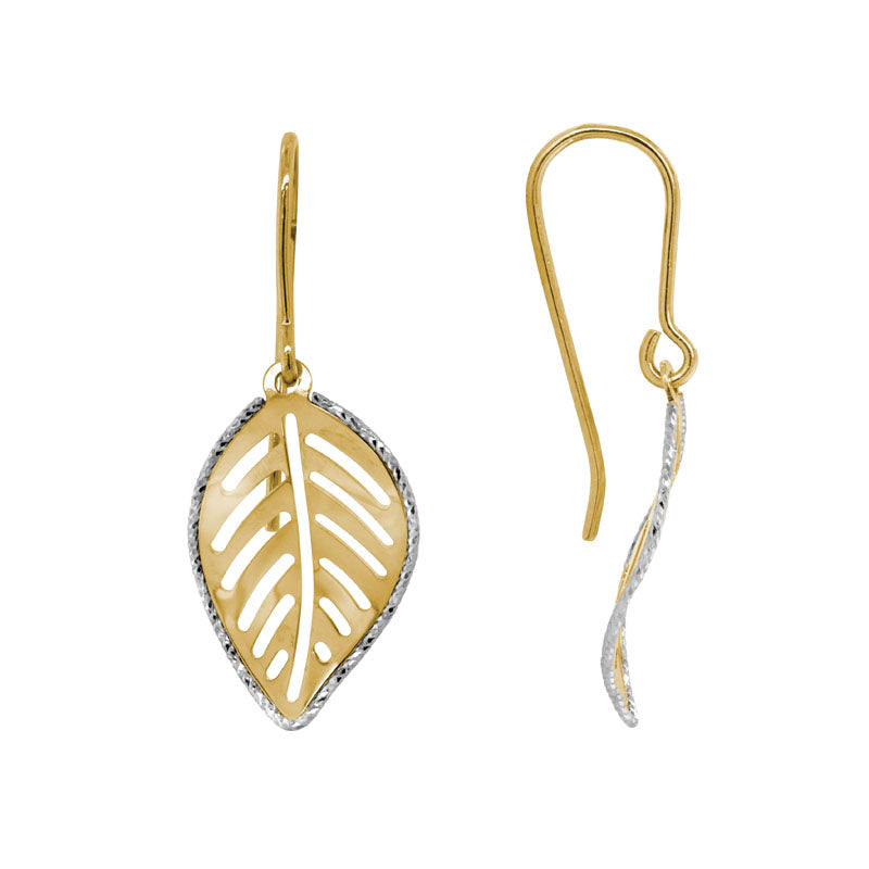 Open Design Leaf Dangle Earrings