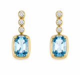 Blue Topaz & Diamond Drop Earrings